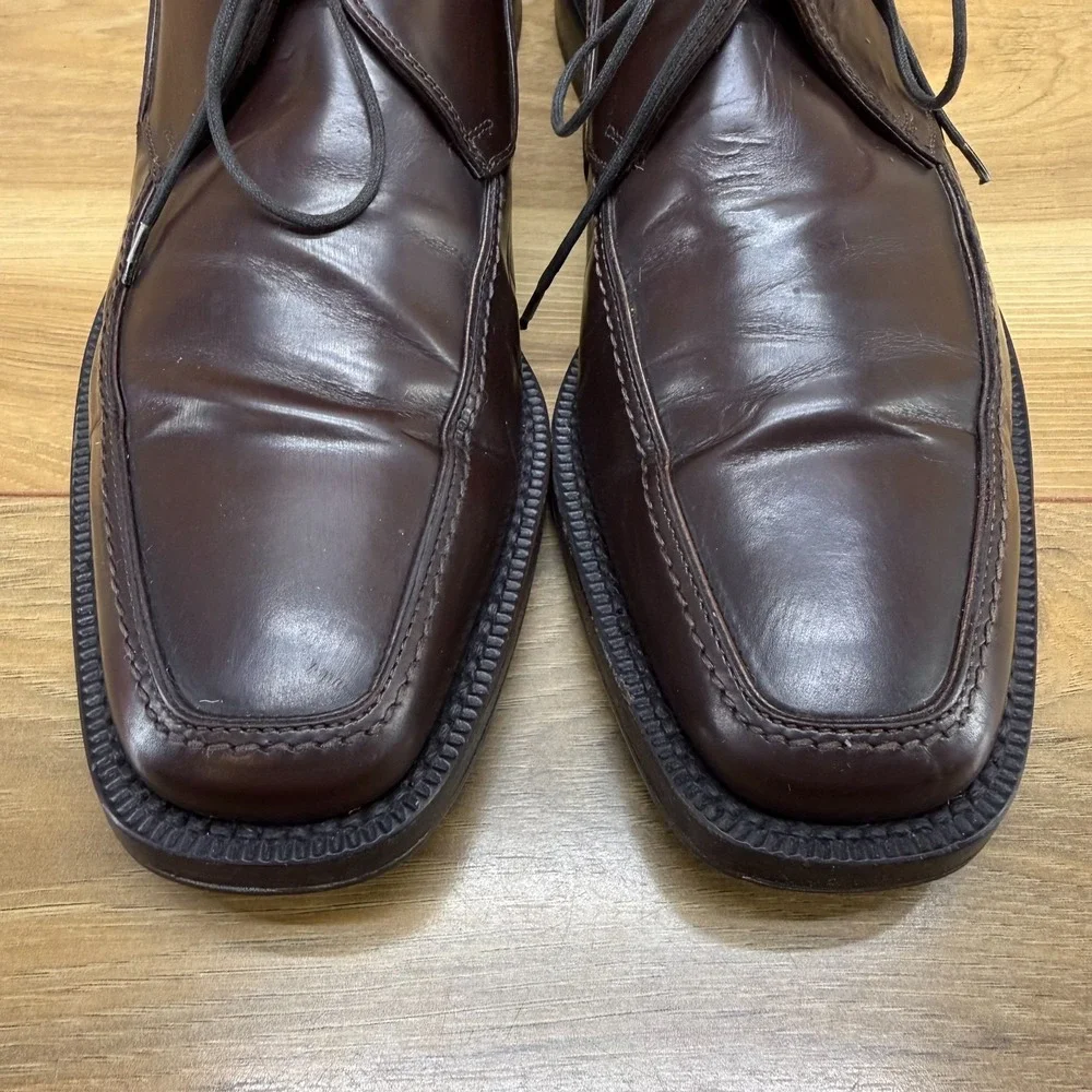 Salvatore Ferragamo Vintage 2000's Square Toe Oxfords Mens 7.5 D Brown Leather